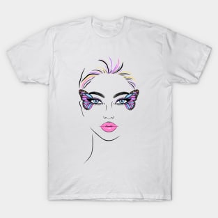 Colored sketch of a woman's face T-Shirt